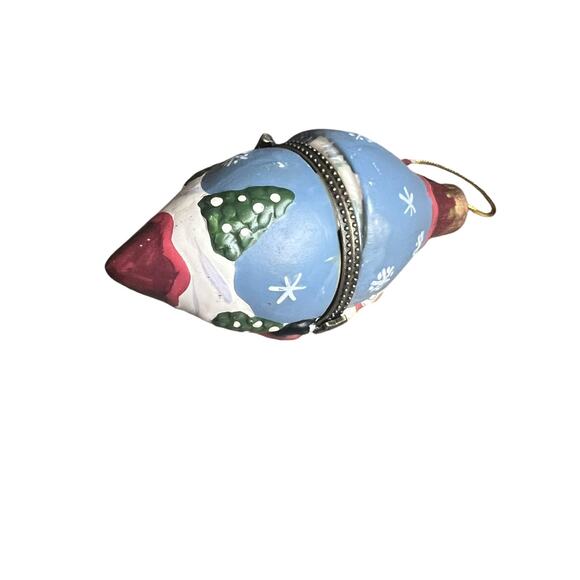 4pc Set of Porcelain Hand Painted Hinged Trinket Box Christmas Ornaments - Picture 5 of 7